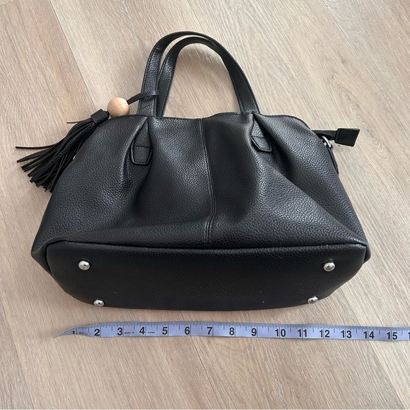 Blush black leather handbag with paisley print interior - Picture 12 of 12